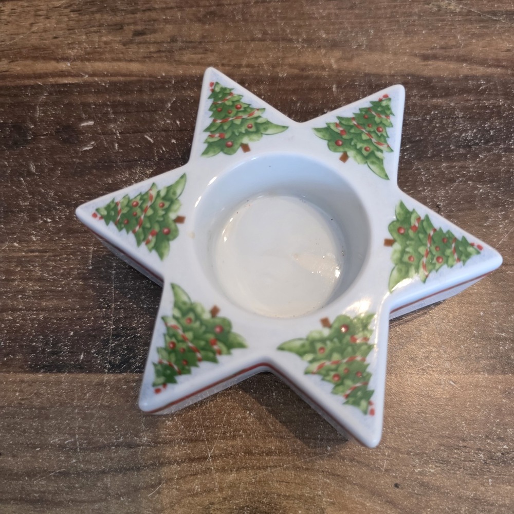 Hutschenreuther Germany Christmas Tree Star Tea Light Votive Candle Holder 4x1.5
